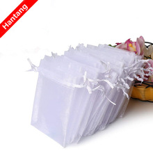 Wit 100 stuks Organza Zakje Sieraden Verpakking Bags7x9 9x12 11x16 13x18CM Drawable Tassen Pouches Candy Bag Voor Communie Deco 5z