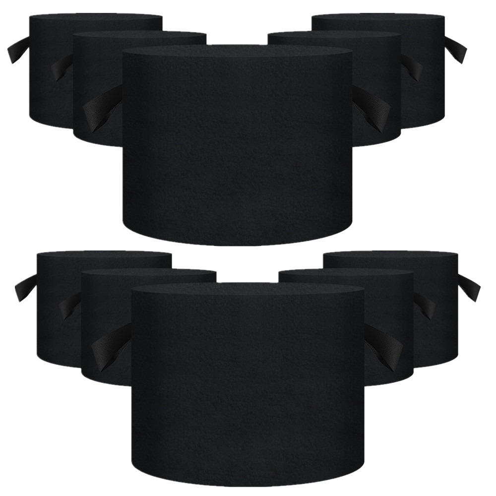 Sacs de culture en tissu feutré Non tissé, 5/10/15 gallons, jardinière de jardin, légumes, tomates, pommes de terre, Pot de fleurs avec poignées, 5 pièces: Gris clair / S