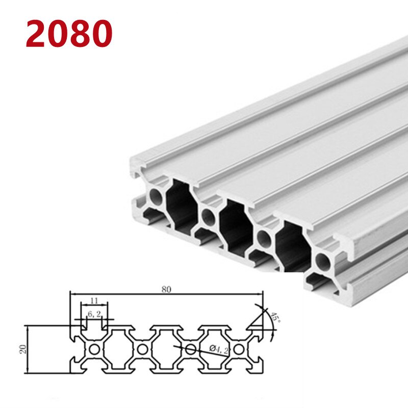 1/2 Stks/partij 2040 2060 2080 20100 Aluminium Profiel Extrusie 100Mm-500Mm Lengte Lineaire Rail voor Diy 3D Printer Werkbank Cnc