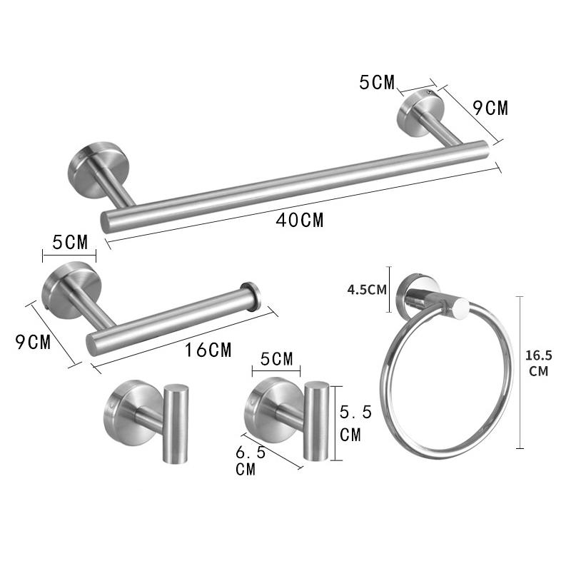 Zwarte badkamer hardware set accessoires roestvrijstalen handdoekenrek toiletrolhouder haak badkamer plank organisator set: WHITE