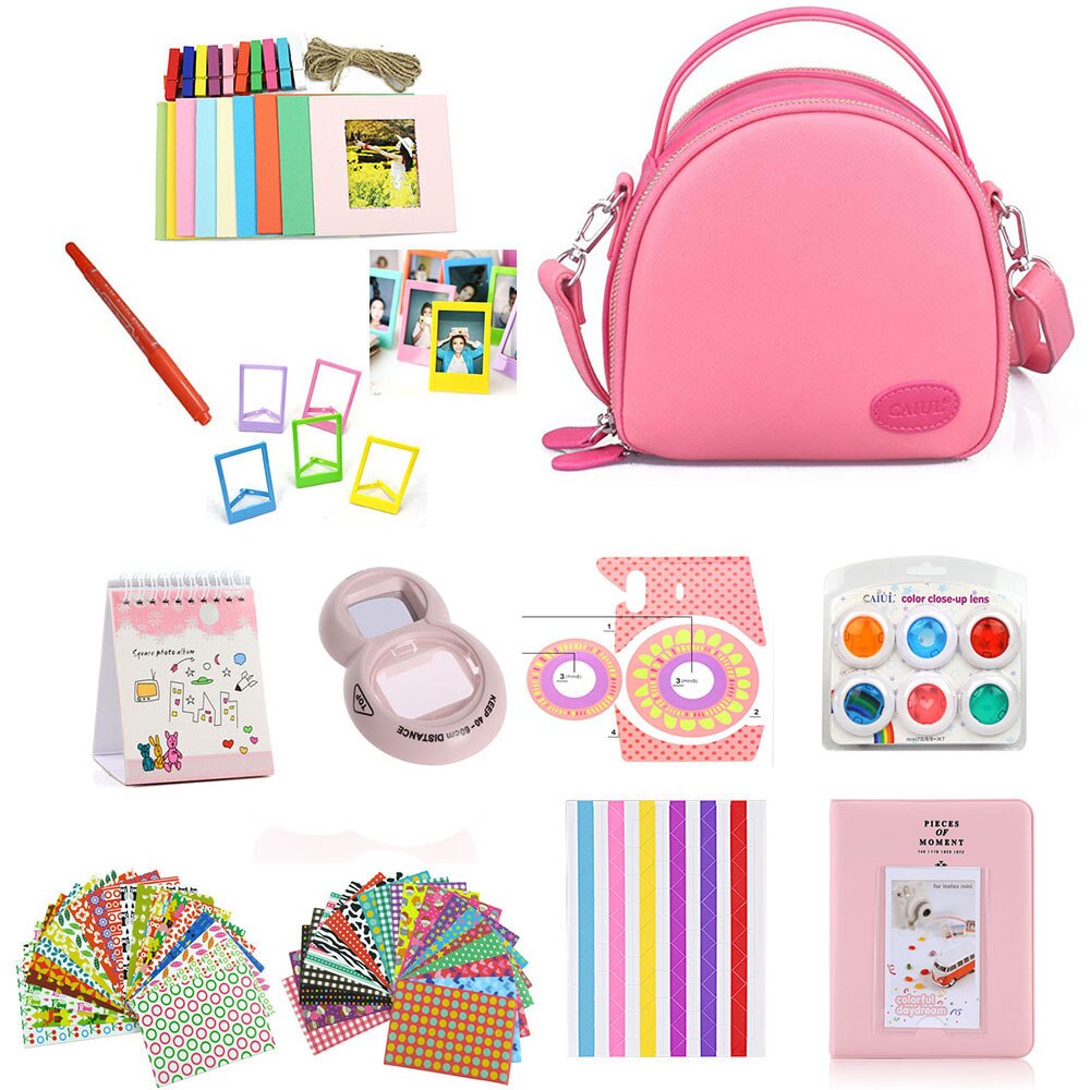Accessories Kit for Fujifilm Instax Mini 8/8+/8s/9 w/Camera Case/Strap/Selfie Mirror/Filter/Album/Corner Sticker/Sticker/Pen etc