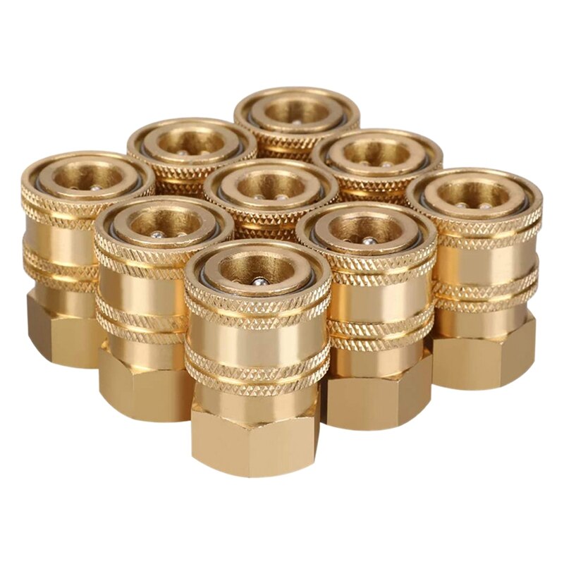 9 Pcs Hogedrukreiniger Quick Connect Koppeling, 1/4 Inch Npt Threads, Messing Materiaal