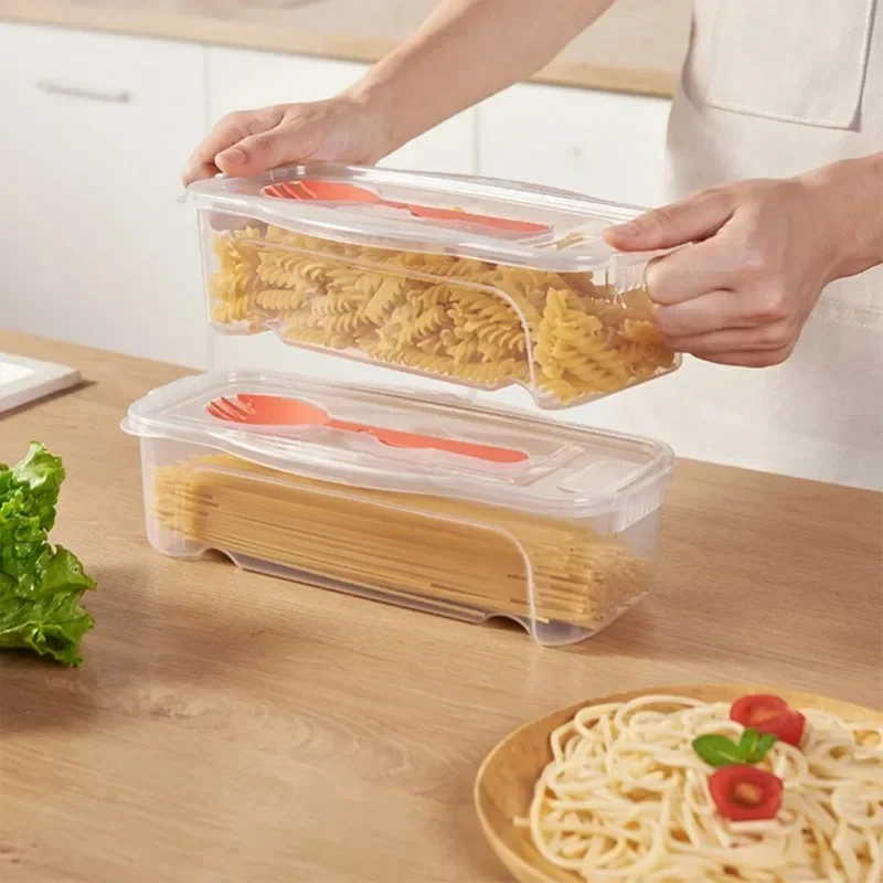 Microwave Pasta Cooking Box with Strainer Heat Resistant Pasta Box With Salad Spoon Steamer Spaghetti Cooker Kitchen Accessories