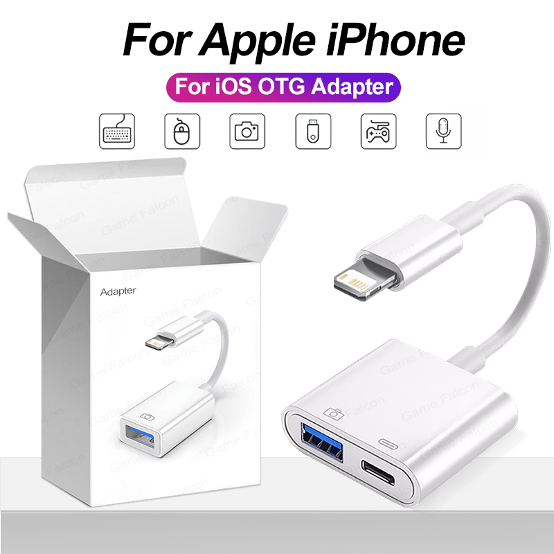 Adapter OTG Lightning na USB 3.0 Adapter USB typu C do iPhone'a 14 13 12 11 Pro Max X XS Rozdzielacz USB C Konwerter danych Ekspander