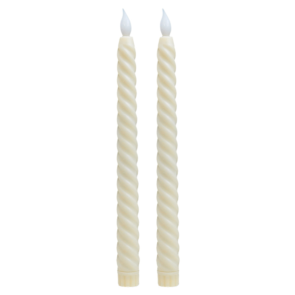 Velas cónicas LED sin llama, luces decorativas para ventana, velas navideñas, lámpara, velas largas eléctricas, candelabros sin llama con mecha 3D: Blanco frío / Amarillo claro