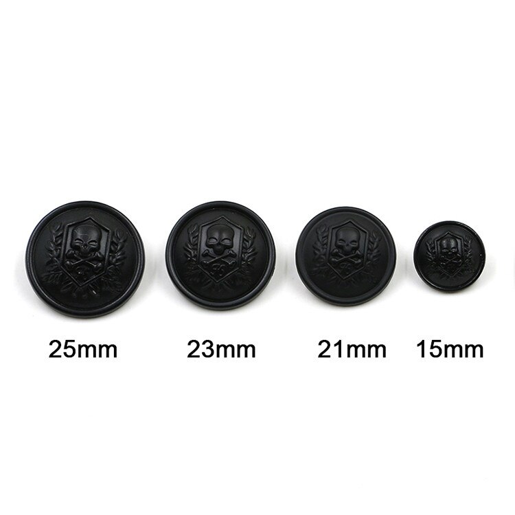 1 Uds. Botones de calavera dominante de Metal de 15mm/21mm/23mm/25mm botones de traje casual rompevientos botón negro casual