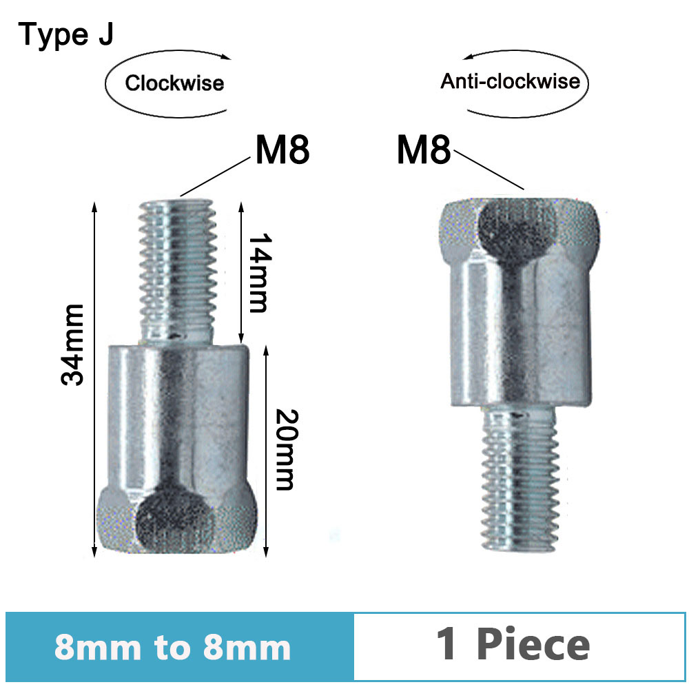 1pc adaptadores de espelho da motocicleta m10 10mm m8 8mm preto prata aço metal parafuso adaptador espelhos retrovisores conversão parafuso rosca: Laranja