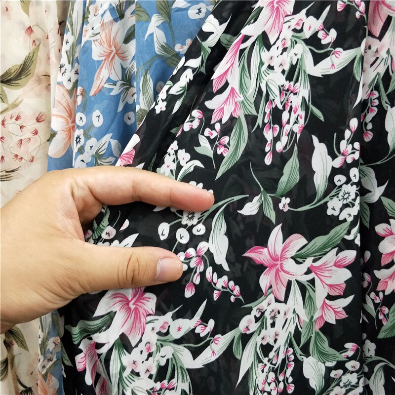 Bloemen chiffon hawaii jurk materiaal chiffon stof diy stof chiffon textiel 1 yard
