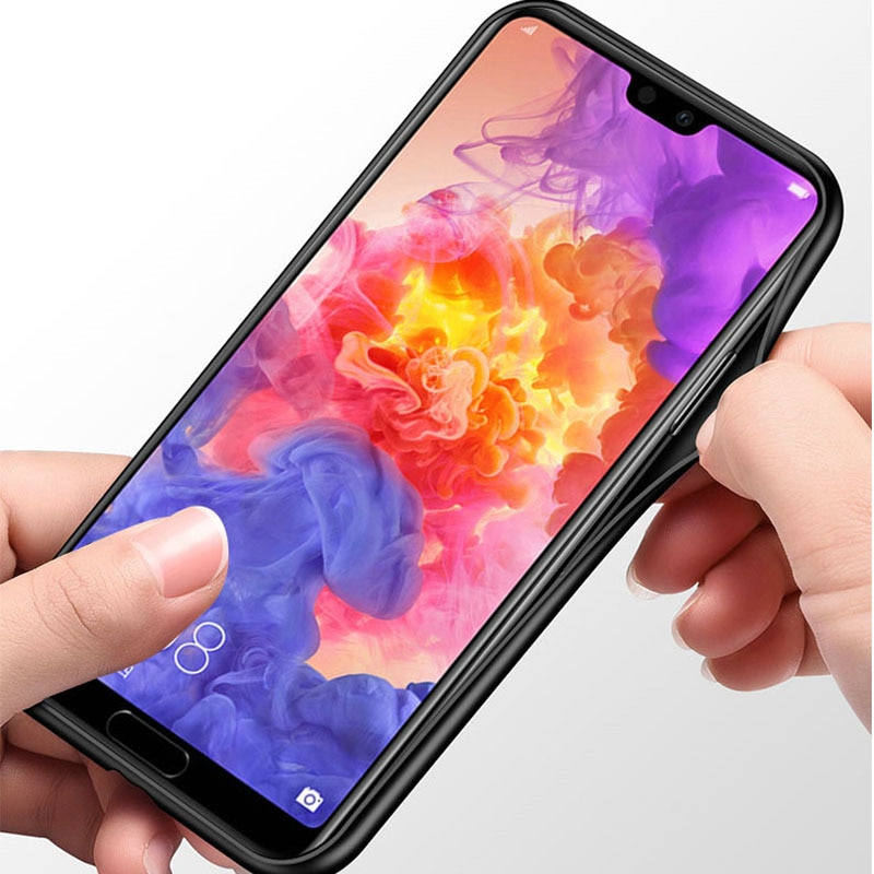 Yuetuo lujoso original funda de espejo de cristal duro para huawei p20 pro lite p20pro p 20 plus nova 3e funda trasera de silicona para teléfono