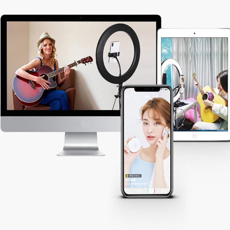 32cm Camera Studio Ring Light Video LED 3500-5600K Beauty Ring Light Photography Dimmable Ring Lights For Selfie Live Show