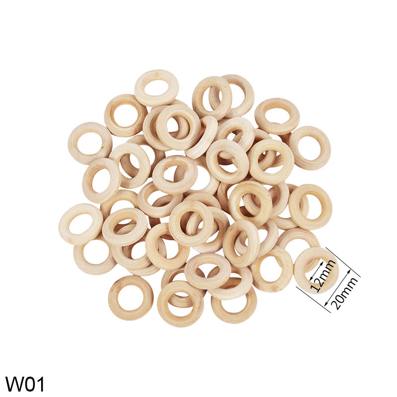 Anillos de madera sin terminar, varios tamaños, anillos circulares de madera Natural de Color sólido para joyería artesanal de macramé, aros de madera decorativos: PINE
