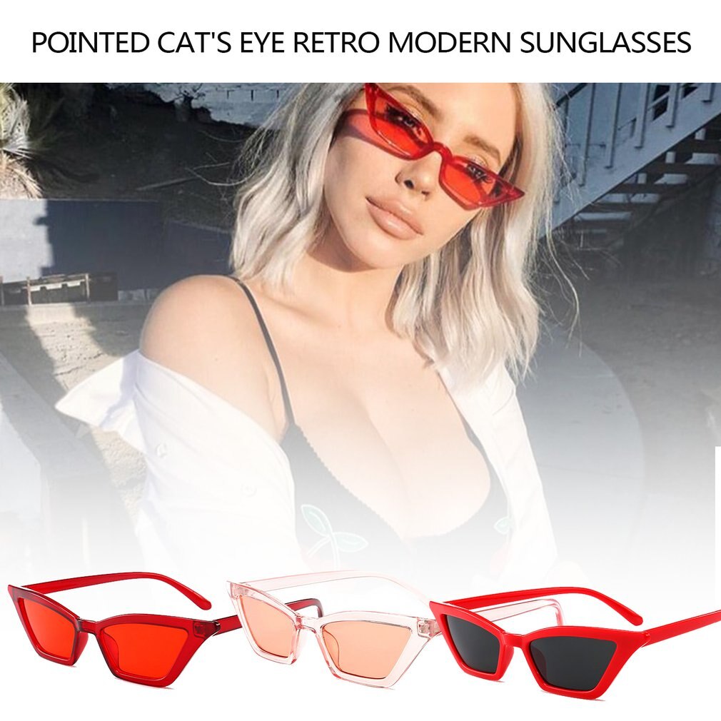 Gafas de sol Retro estrecha y puntiagudas para mujer, anteojos de sol polarizados estilo Ojo de gato, con tintado