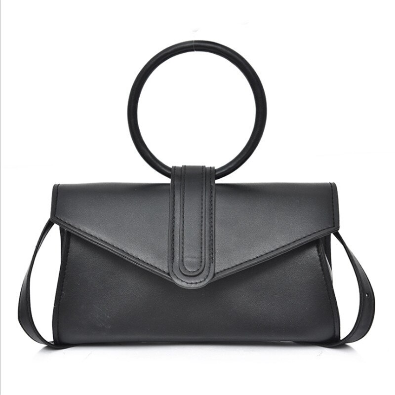 Dames casual pu leren crossbody tas magnetische gesp eenvoudige schoudertas kleine frisse messenger bag dames crossbody tas: Zwart