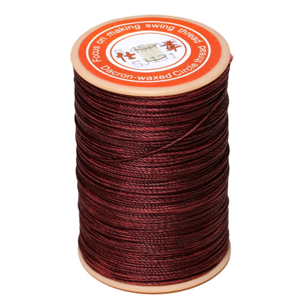 Hilo encerado redondo de 0,45mm, hilo de coser de cuero, hilo de coser a mano para manualidades DIY (blanco), 1 unidad: Red brown - 131