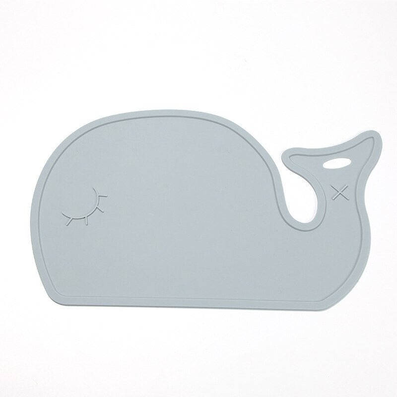 Mamibaby KAMONI Children Cartoon Silicone Placemat 1PC Baby Animal Series Non-Slip BFA-Free Placemat Safe Baby Kitchen Utensils: Gray whale