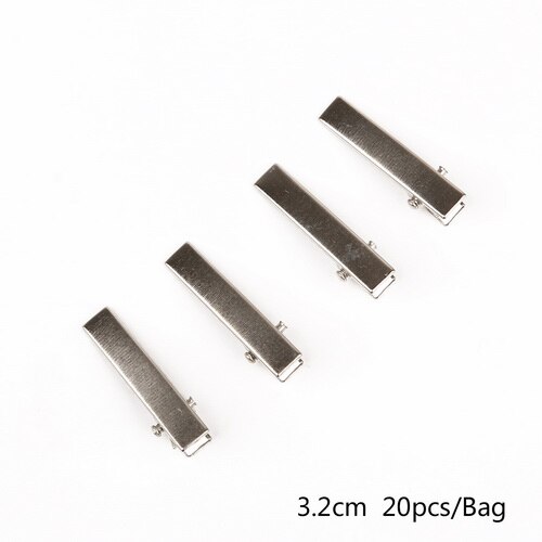 20pcs/bag Iron Hair Ornaments Duckbill Folder Waves Hairpins Base For Hair Clip Claw Findings Jewelry Making: 32mm Rhodium