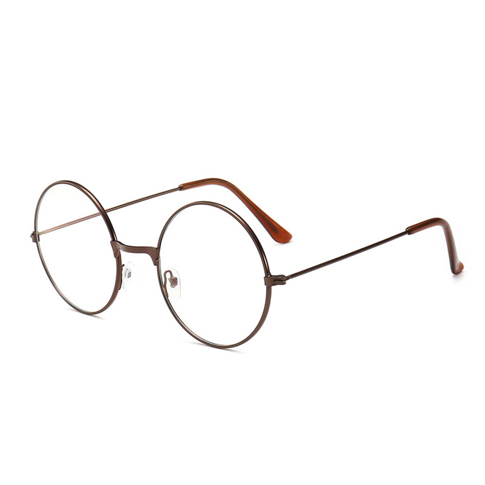 Retro Round Frame Anti-blue Radiation Glasses Ultralight Men Women Blue Light Blocking Glasses Eyewear Students: Ordinary lens bronze