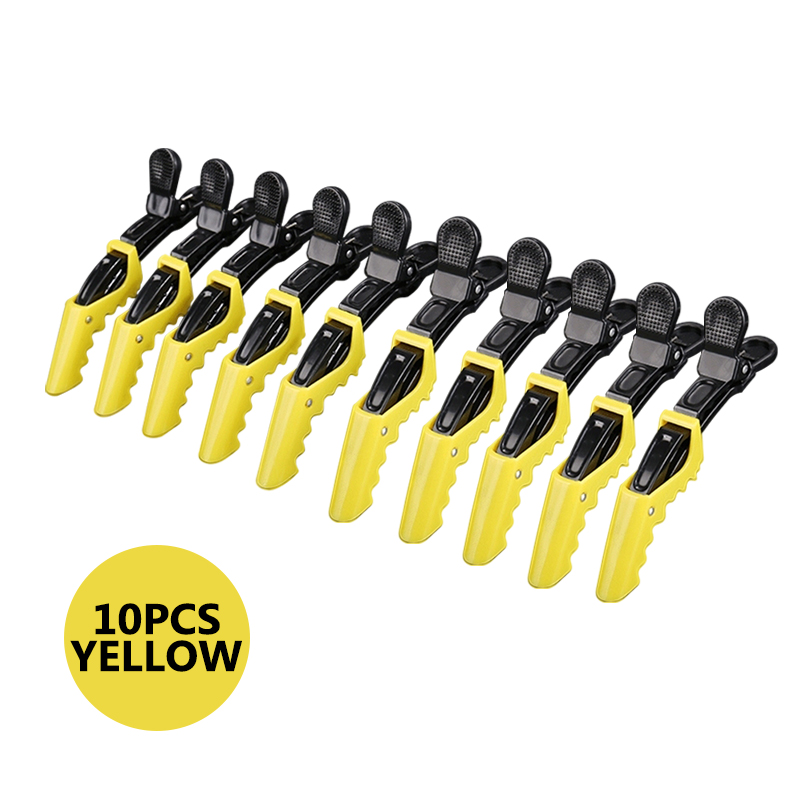 6/10Pcs/Set Hairstyling Clipper Tool Alligator Hair Clip Hairdressing Hairpin Ladies Plastic: 10Pcs Yellow