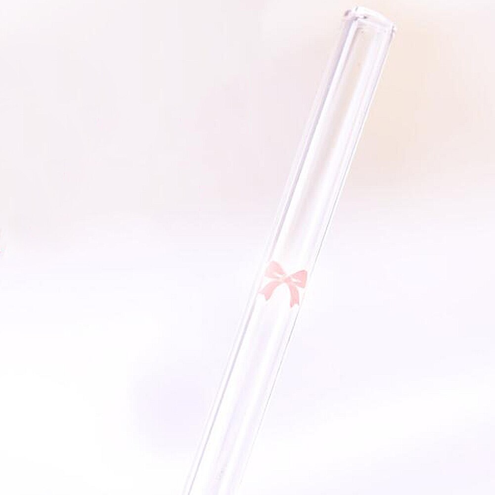 Glass Water Drinking Straws for Birthday Party Reusable Heat Resistant Environmental Printed Drink Straw Kitchen Bar Accessories: light pink
