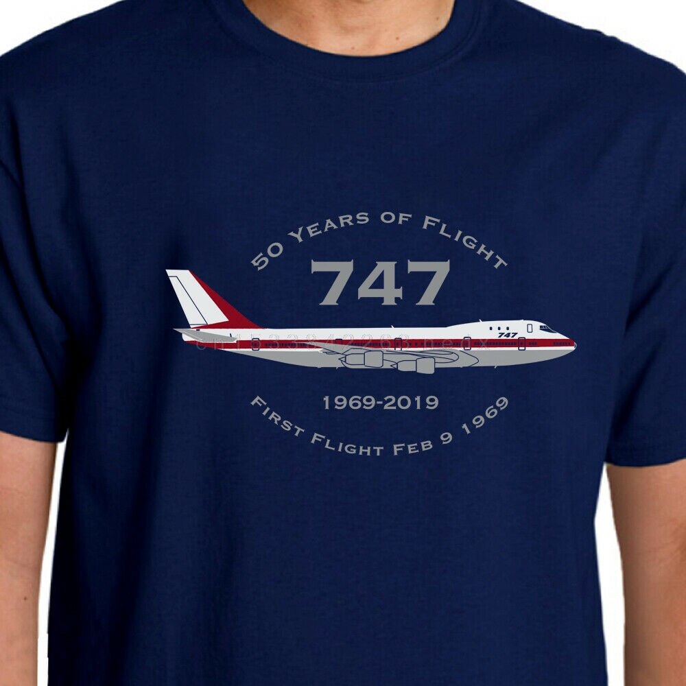 Aeroclassic Boeing 747 50 Years of Flight Anniversary T-Shirt Personality Shirts: XS