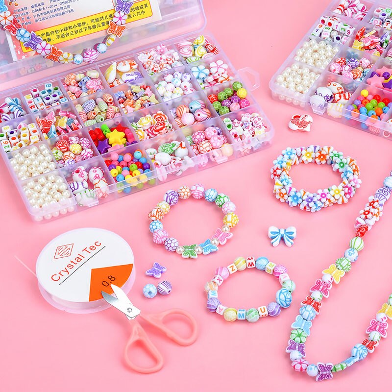 Diy Kleurrijke Kralen Meisjes Speelgoed Set Sieraden Accessoires Puzzel Handgemaakte Ambachten Onderwijs Speelgoed Kinderen Kettingen Armbanden