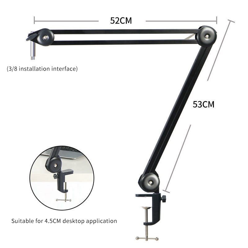 Microphone Arm Stand Heavy Adjustable Suspension Scissor Built-in Spring Mic Stand