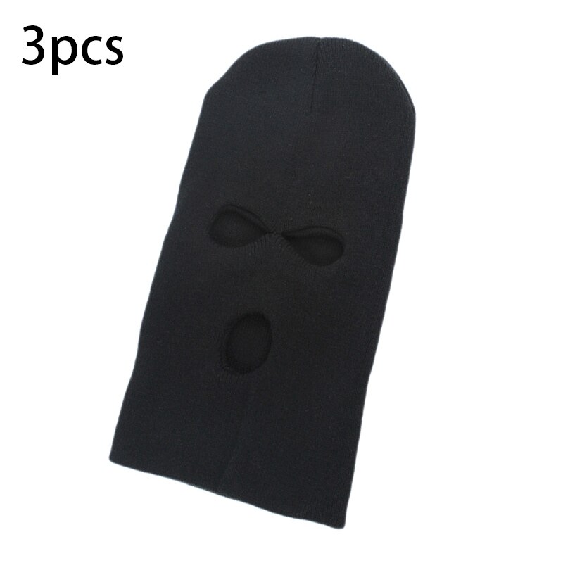 3 Pcs Full Face Mask Cover Drie 3 Hole Knit Hoed Winter Stretch Sneeuw Masker Beanie Hat Cap Zwart warm Gezicht Maskers