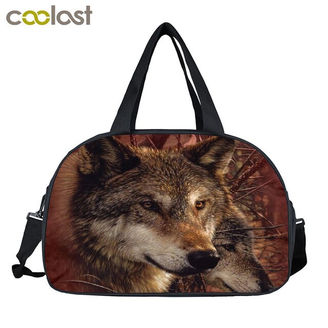 Wolf Howling Moon Travel Duffle Bag Women Handbags Ladies Larger Capacity Storage Bags Multifunctional Travel Totes Shoes Holder: STByinhua50