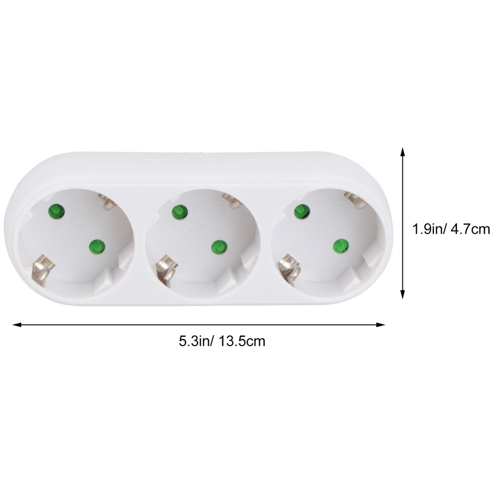 Triple Socket Power Socket Adapter Anti-flame Heat-resistant Socket Panel with EU Plug White