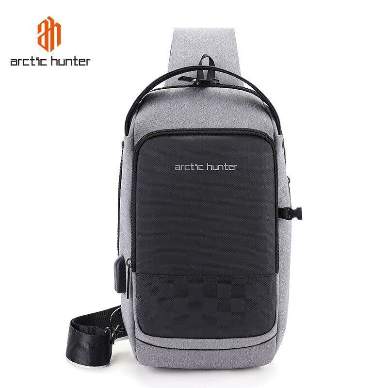 Anti-diefstal Borst Tas USB Messenger Crossbody Tassen voor Mannen Schoudertas Sling Bag Waterdichte Korte Reis mobiele telefoon tas: Grijs