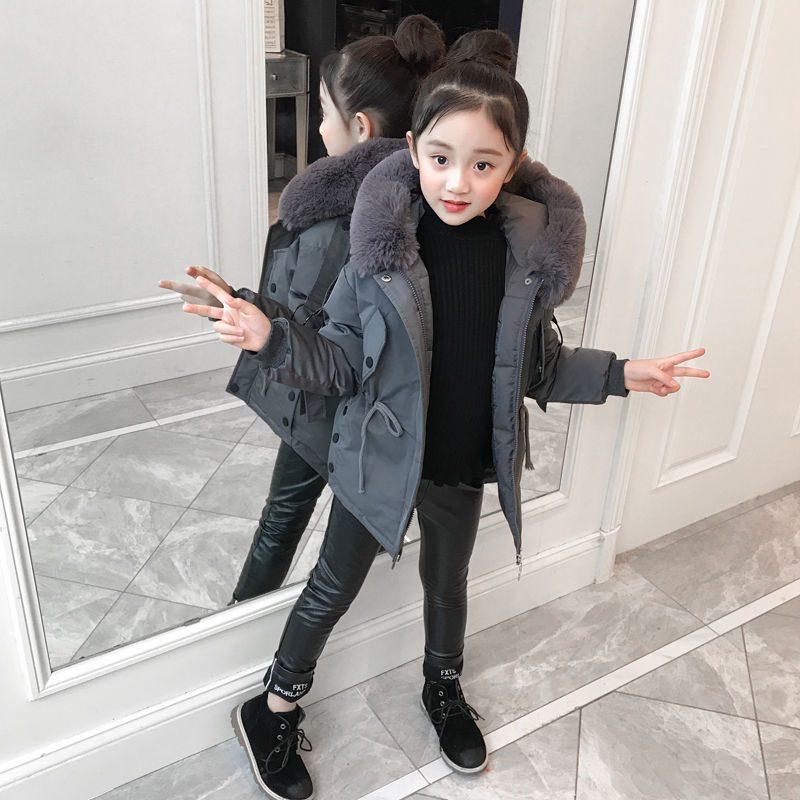 Winter Meisjes Gewatteerde Kleding Mode Meisje Heldere Gezicht Down Gewatteerde Jas 6 Kinderen 7 Winter Jassen 11 jaar Oud: Grijs / 2T