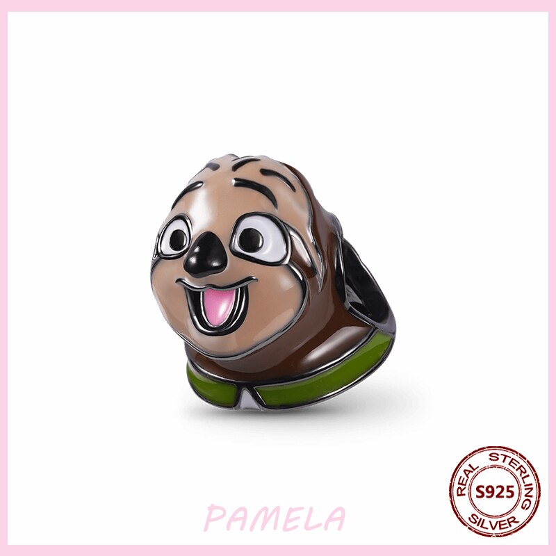 PAMELA-abalorios de plata esterlina 925 para mujer, abalorios de flamenco rosa, perro, búho, Animal, bricolaje para pulsera colgante Original, joyería de: YBT710