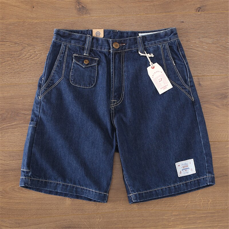 Japansk harajuku multi lommer blå jean shorts til mænd urban drenge streetwear vintage blå denim shorts plus størrelse