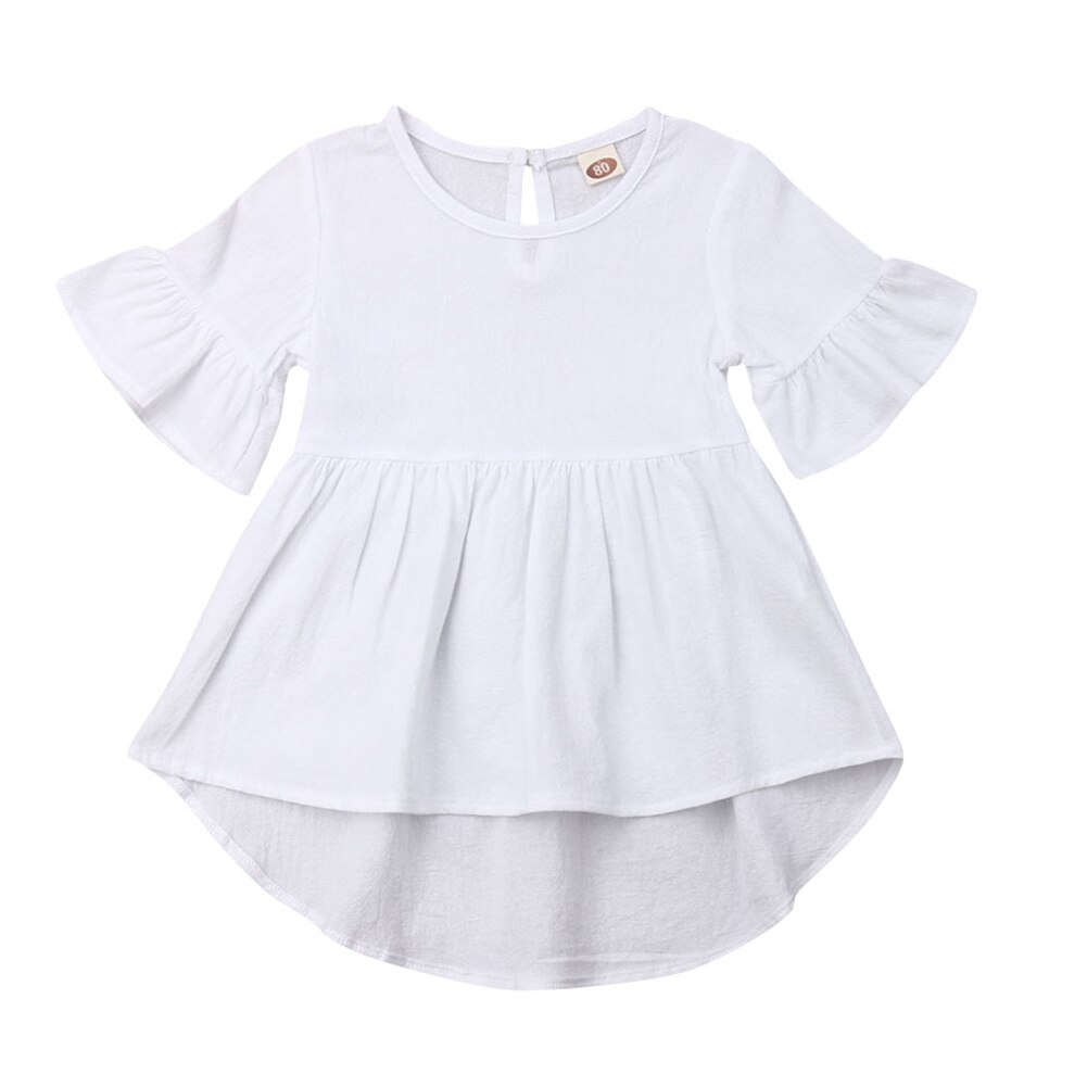 Sommar toddler baby girls kläder flare klänning barn flicka solida kläder spädbarn klänningar