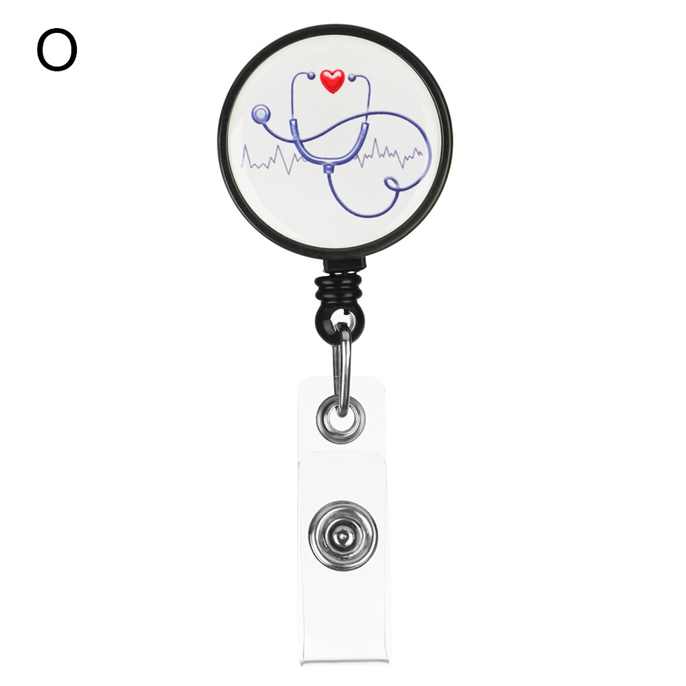 Porte-Badge rétractable d'infirmière, porte-Badge de nom d'infirmière, porte-carte d'identité drôle, pince pivotante, pour étiquette de nom de travail, fourniture de bureau, 1 pièce: O