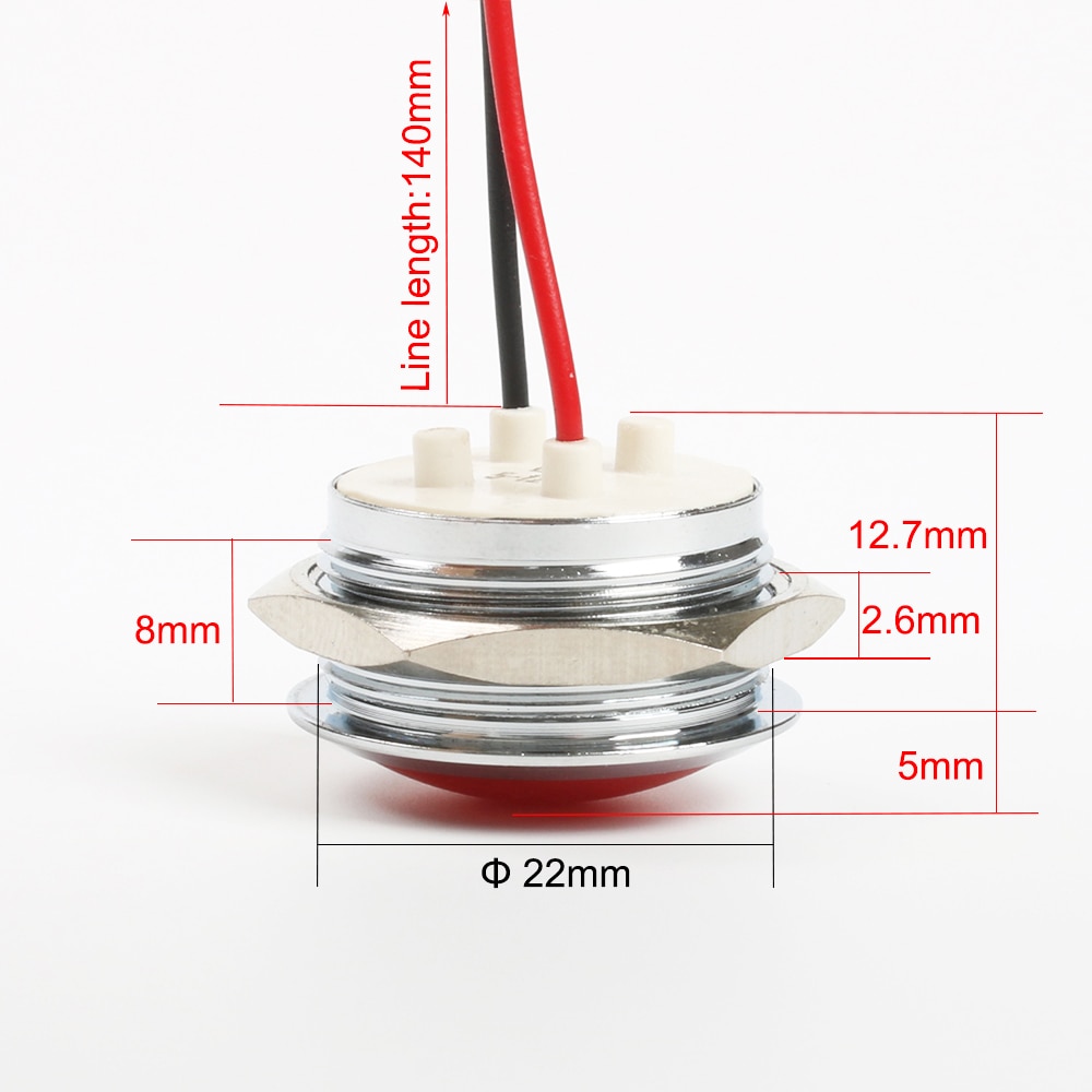 LED Metal Indicator light 22mm Spherical round Signal lamp 3V 6V 12V 24V 220v red green white blue yellow 22ZSD.QX.X