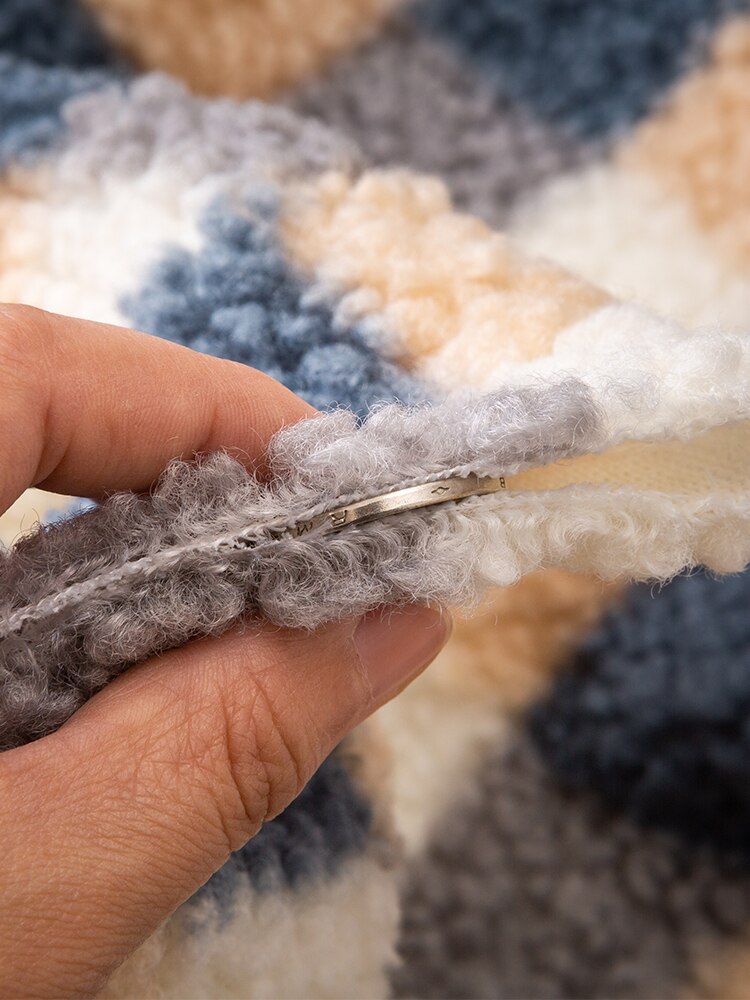 Bredt 62 "plaid print polar fleece stof tykt efterår vinter kashmir lignende materiale frakke dukke stof ved en halv meter