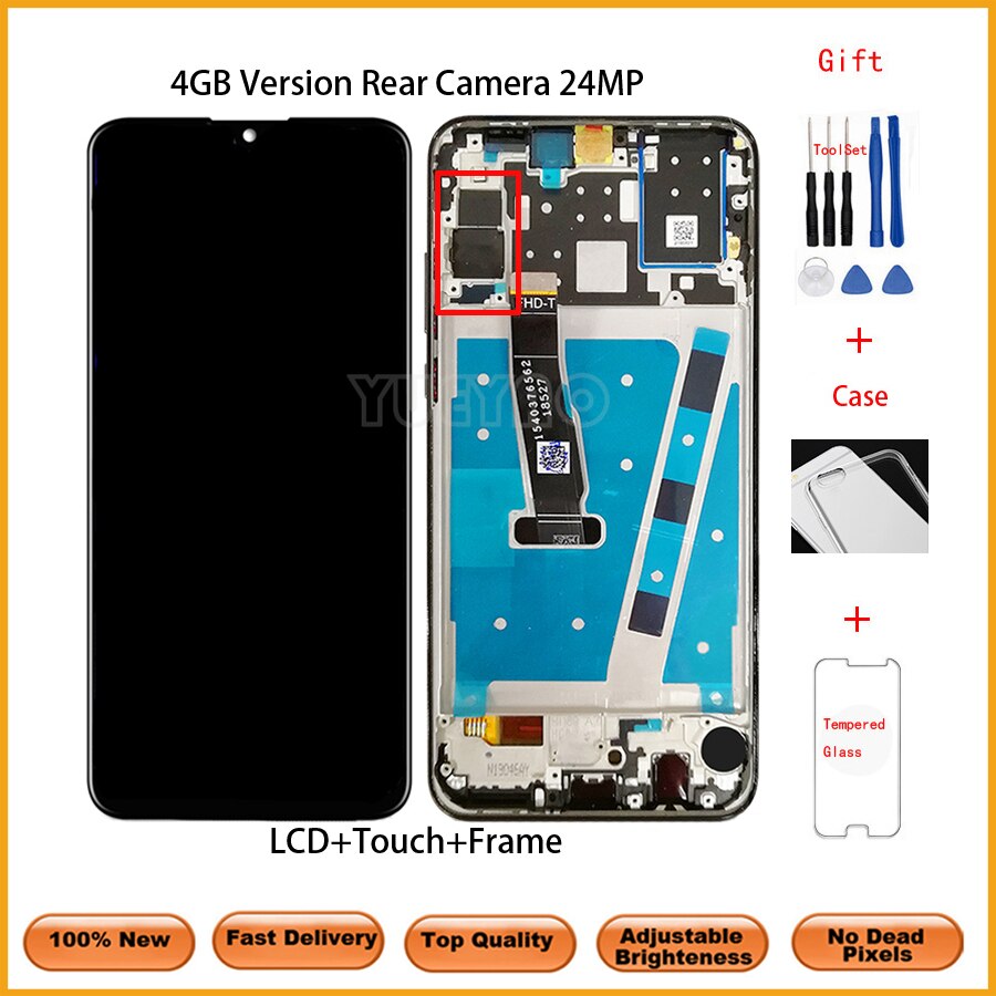 Oryginalny wyświetlacz LCD z ramką robić HUAWEI P30 Lite wyświetlacz LCD ekran Digitizer zgromadzenie dla HUAWEI P30 Lite ekran Nova 4e zniszczyć-LX1 LX2: 4GB WithFrame czarny