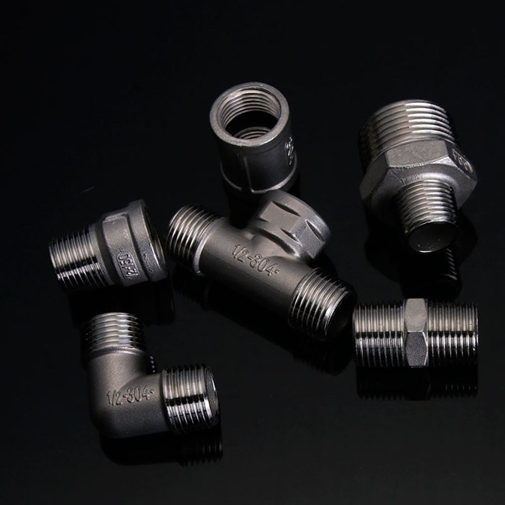 1/2" 3/4" 1 BSP Thread Tee Elbow Docking Hex Nipple Threaded Reducer Pipe Fitting 304 Stainless Steel