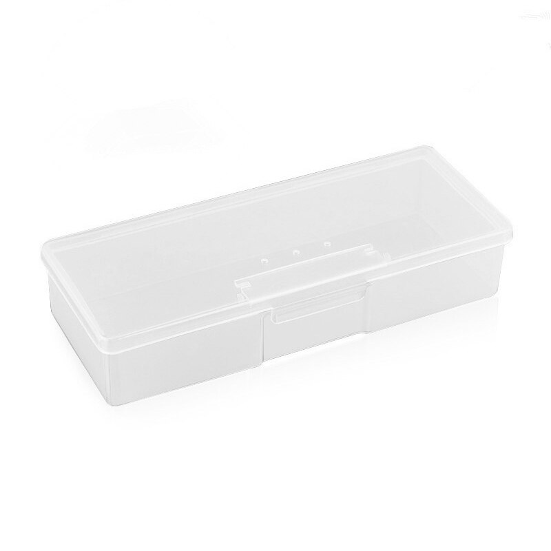 Caja de almacenamiento rectangular de plástico transparente para herramientas de uñas, broca, pinzas, pinceles, limas, almacenaje para utensilios de maquillaje, 1 Uds.