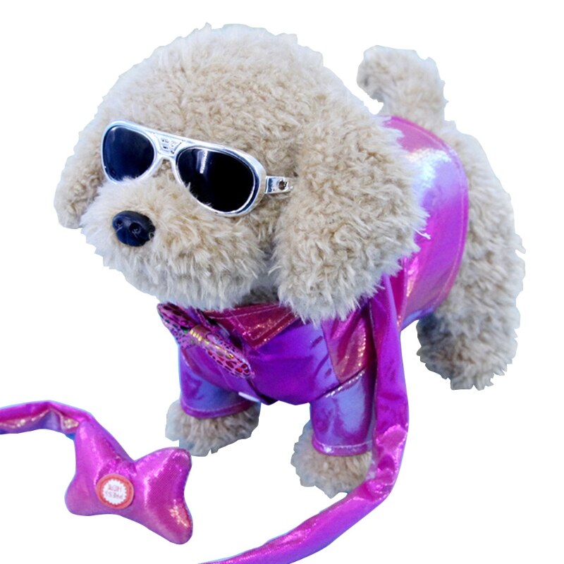 Jouet en peluche électrique avec laisse pour enfants, chiot, jouet de marche, Simulation de chant, danse, chien, musique, chien mécanique: Red