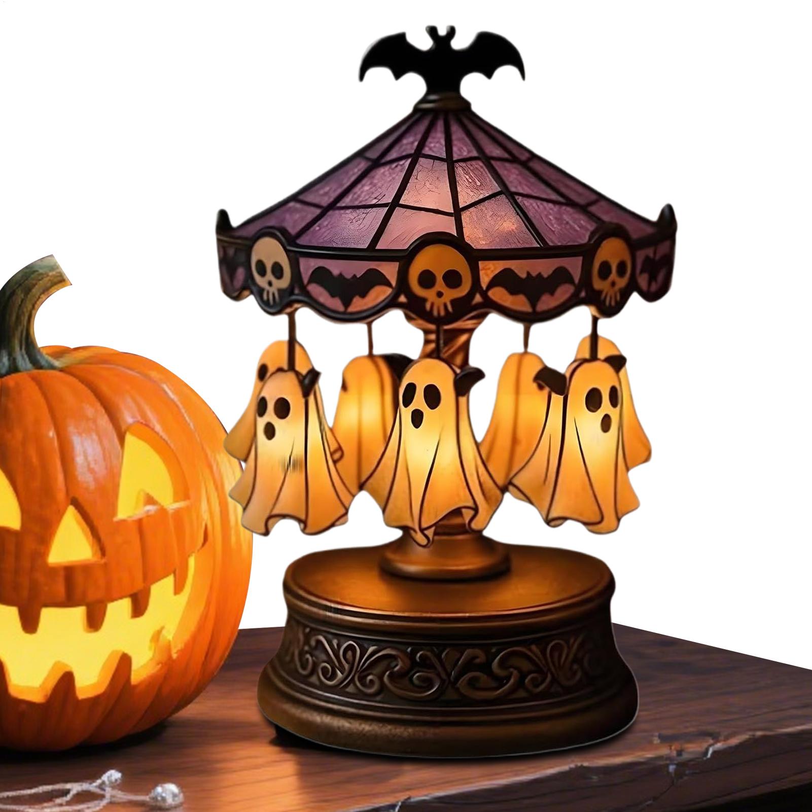 Lampa Nocna Karuzela Duchów, Ładowalna, klasyczny, Halloweenowa, Antyczna, Straszna, Pływająca Dekoracja Stołu z Duchem na Halloween