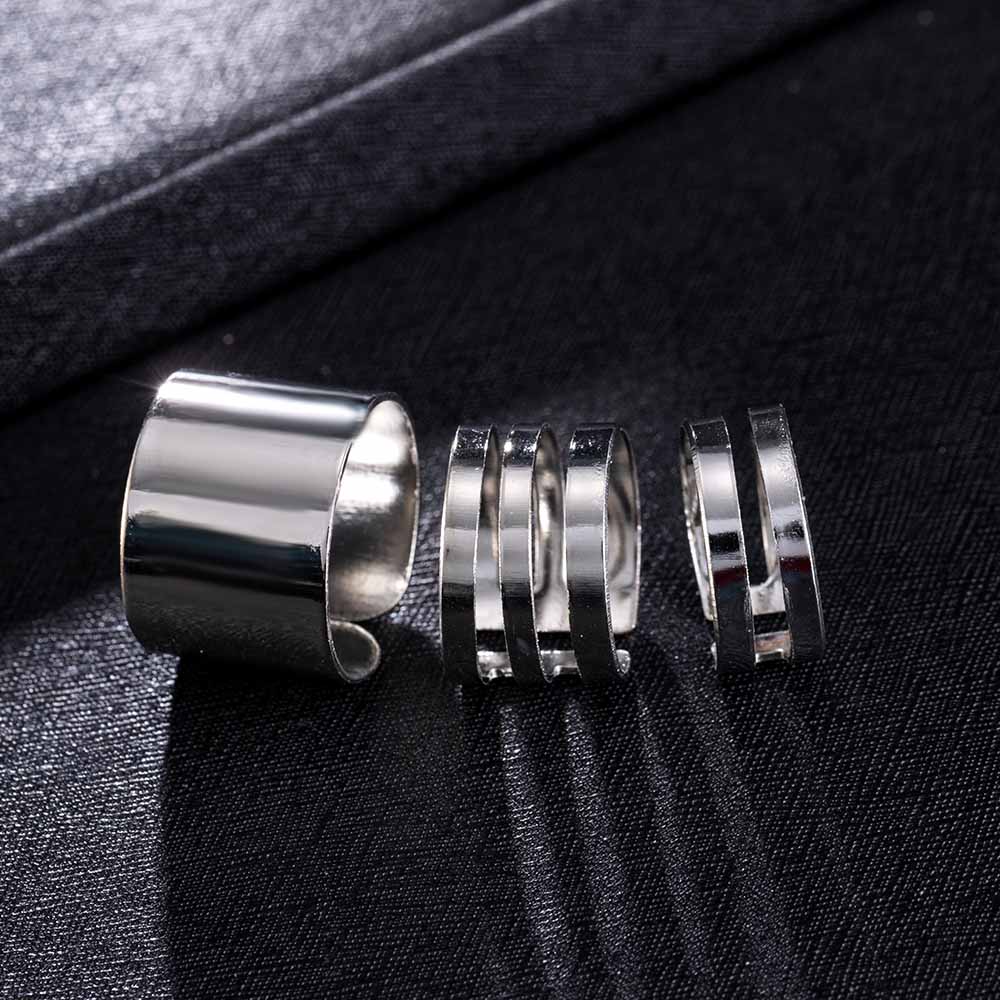 Anillos de oro Punk para mujer, 3 uds., banda lisa apilada, nudillo del dedo corazón, conjunto de Anillos para mujer, joyería de Rock