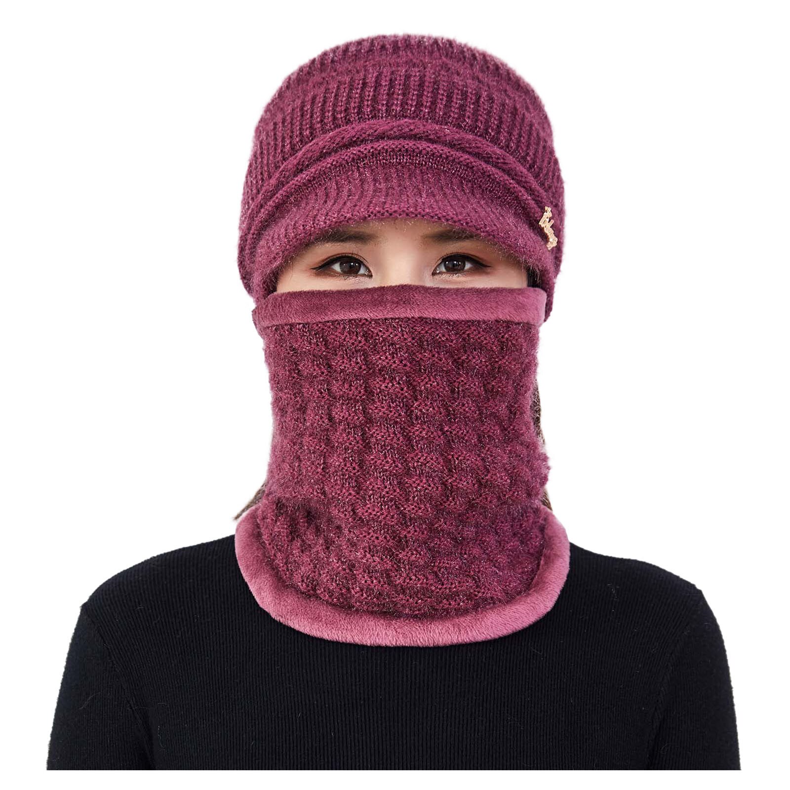 Hiver aîné femme chapeau moyen âge dame laine tricoté grand-mère casquette Gorras rayures mère chapeau écharpe cagoule Beanie: F