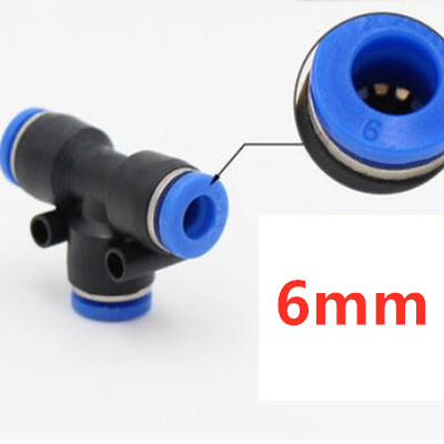 4mm 6mm 8mm 10mm 12mm Pneumatische Slang Plastic 3 Way Tee Quick Connectors Adapters: 6mm-6mm-6mm