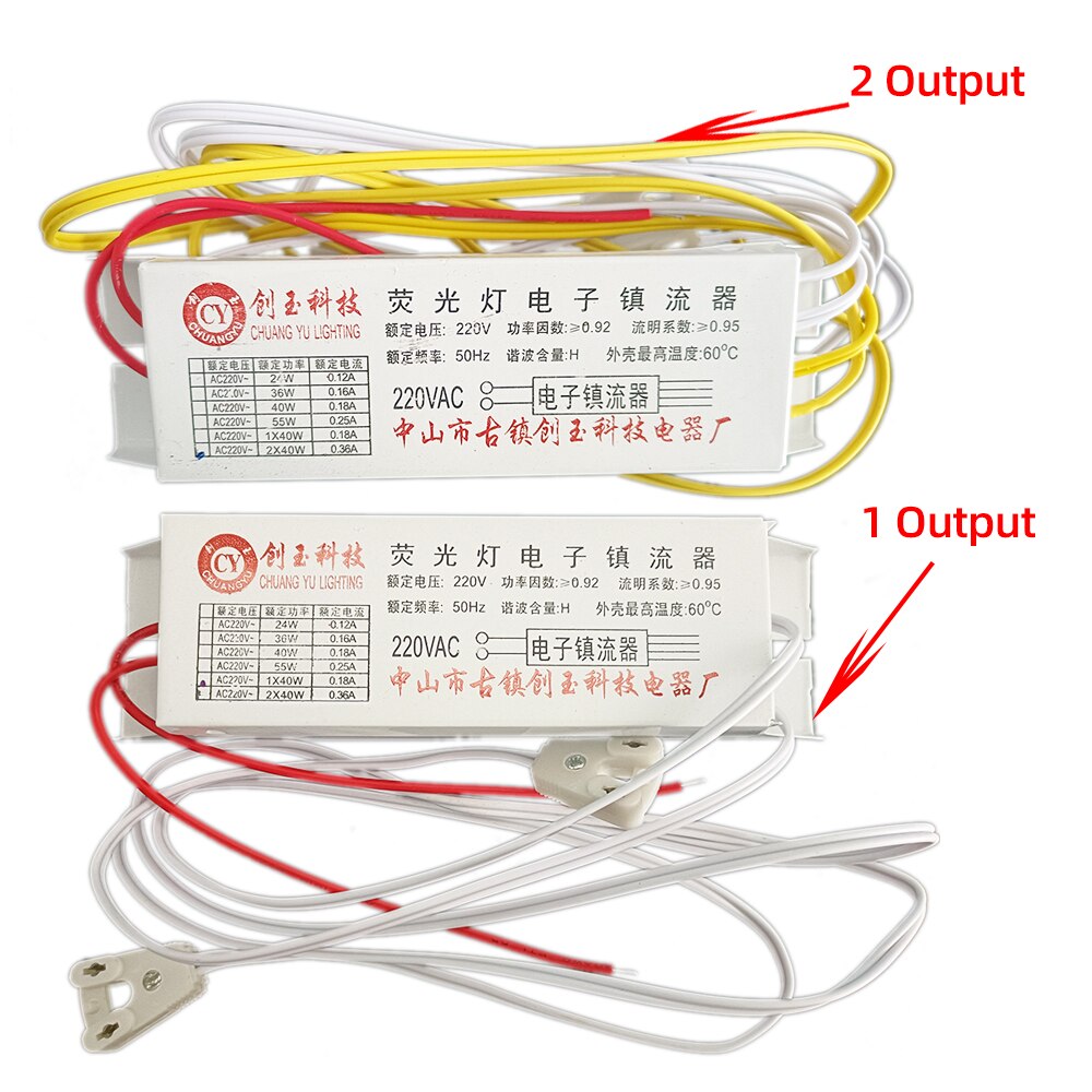 T8 Electronic Ballasts 20w 30w 36w 40w Universal 220V 50Hz Neon Lamp Ballast Fluorescent Lamps Rectifier 1 Output/2 Output CE UL