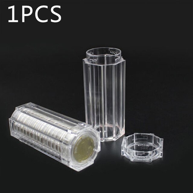 1 stuk plastic doorzichtige capsuledoos verzamelbuishouder voor 30mm munten: Default Title