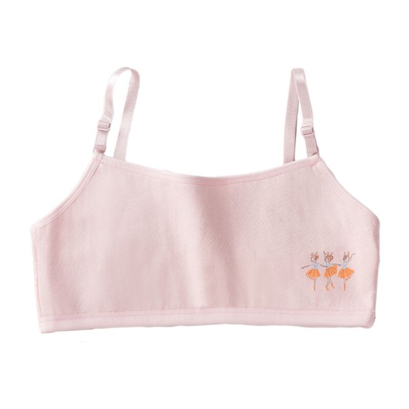 Young Girls Double Layer Cotton Bra Cartoon Ballet Dancer Adjustable Bralette L4MC: 2