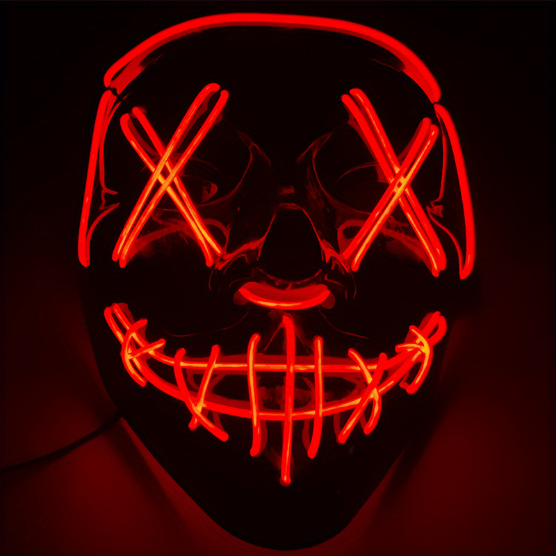 Halloween Mask LED Light Up Full Face Mask Cosplay Halloween Costume Masquerade Party, Carnival,: WHITE