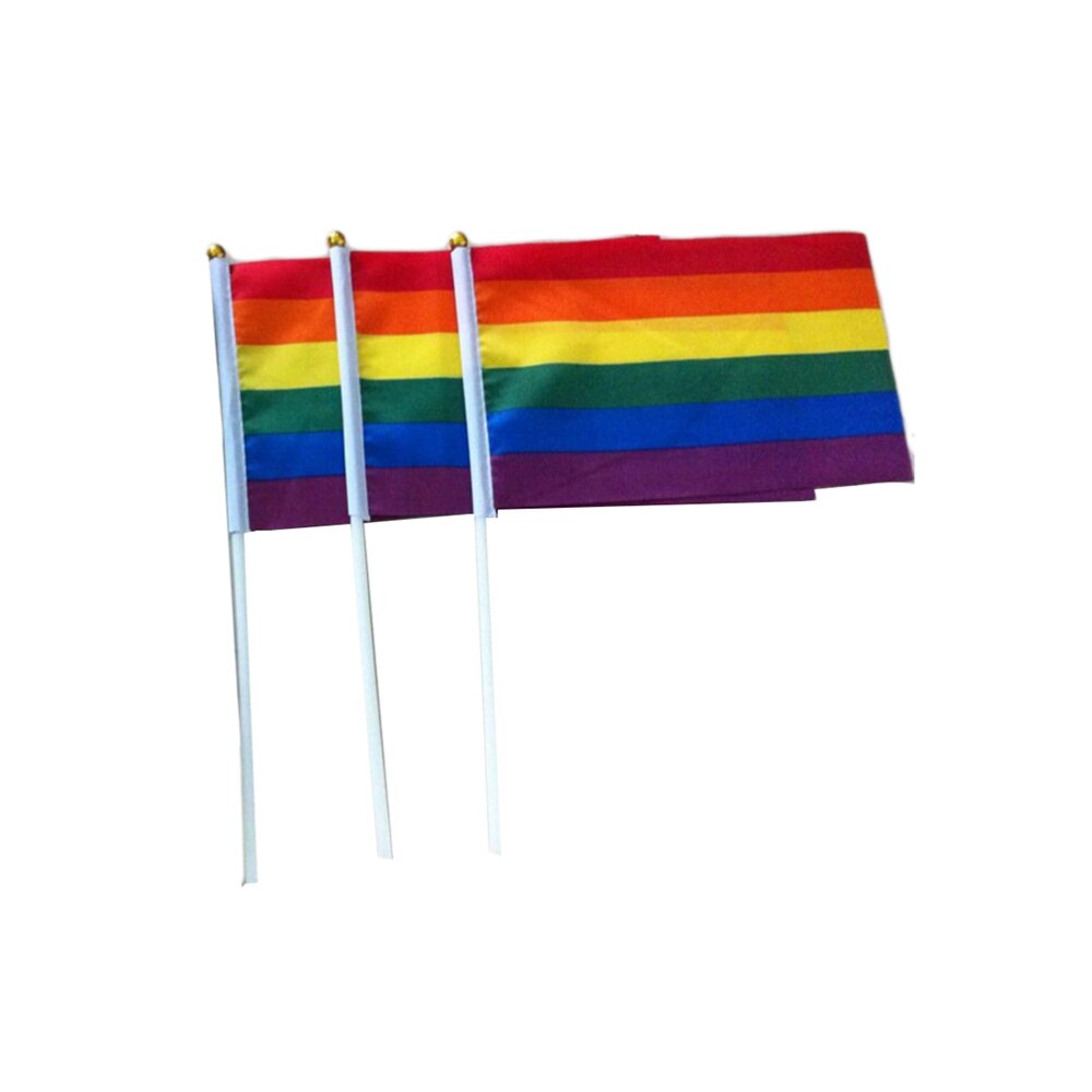 36pcs Gay Pride Flag HandHeld Vivid Mini Gay Party Decor Rainbow Flag LGBT Flag for Parades Gay Party Festival